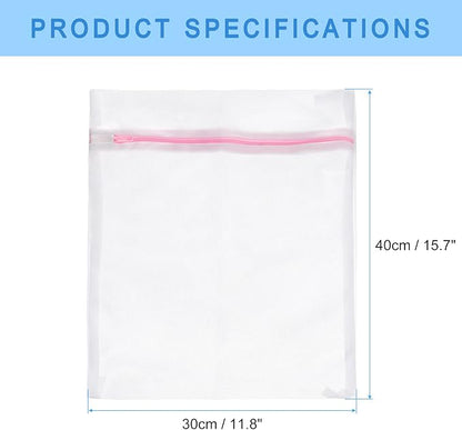 uxcell Mesh Laundry Bags, 5Pcs 11.8"x15.7" Mesh Wash Bag Fine Net Travel Storage Organize Bag with Zipper for Delicate Clothing Laundry Stocking, Pink