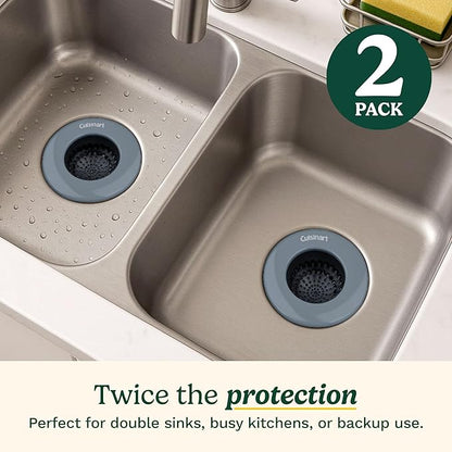 Cuisinart Sink Strainers- 2 Pack Kitchen Sink Drain Strainer & Food Catcher with Enamel-Coated Stainless Steel Rim and Silicone Base, Fits Standard 3.5" Drains, Outer Diameter 4.35", Scratch-Safe