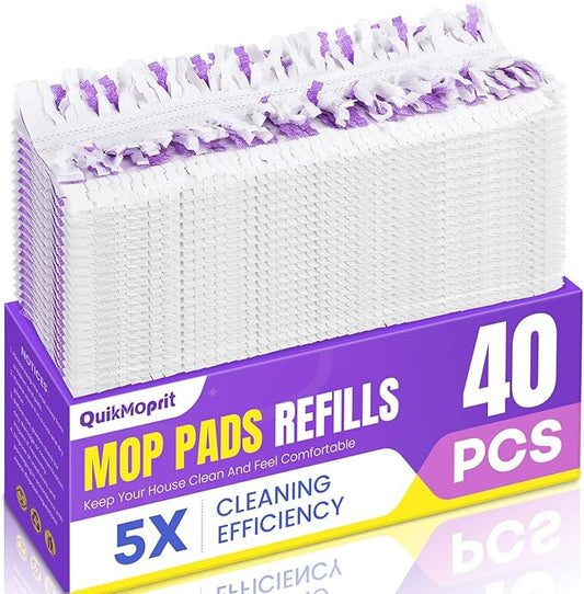 40pcs Power Mop Refills Pad, 5X Cleaning Multi-Surface Replacement for Swiffer Power Mop, Wet Pads Refill for Wood Floors & More, Compatible with Swiffer PowerMop Pads & Mopping Refills