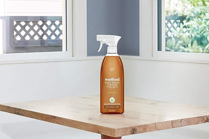 Method Daily Wood Cleaner, Almond, Cleans Shelves, Tables and Other Wooden Surfaces While Removing Dust & Grime, 28 Oz Spray Bottles, (Pack of 8)