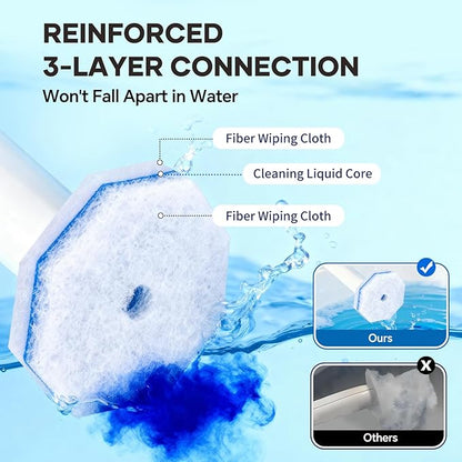 30 Toilet Wand Refills Fits for Clorox Toilet Wand, Upgrade 3-Layer Disposable Bowl Cleaner Refills for Bathroom Cleaning, 3X Cleaning Power, No Falling Apart
