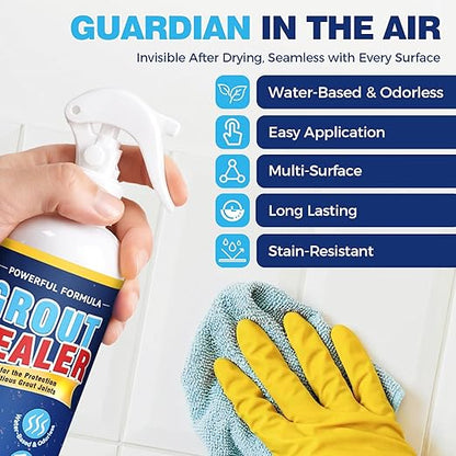 Grout and Tile Sealer, 6.76 FI oz/200g Waterproof Grout Sealant Spray for Shower, Bathroom, Floors, Kitchen, Clear Tile Sealer Protector for Ceramic, Marble, Granite & Stone