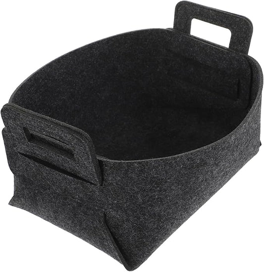 Felt Laundry Basket Handles Deep Gray Dirty Clothes Storage Bin Foldable Multifunctional Organizer for Bedroom Nursery and Playroom