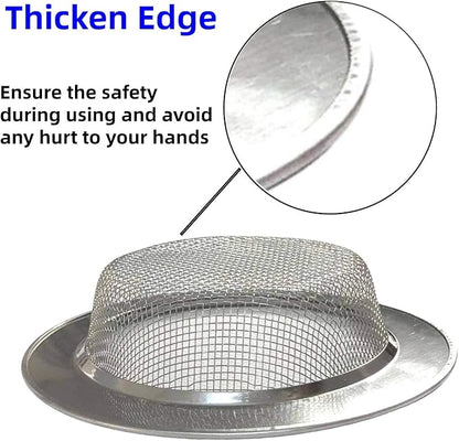 2 Pack 4.5" Kitchen Sink Drain Strainers, Stainless Steel Drain Cover with Anti Clogging Mesh, Thicken Edge