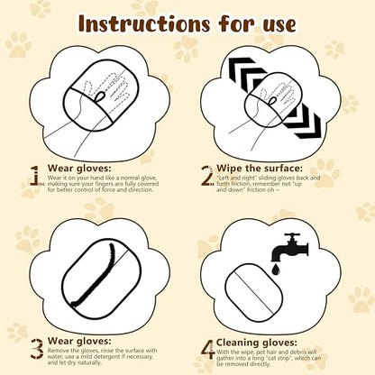 Magic Brush Pet Hair, Pet Hair Remover Gloves for Cats & Dogs, Newly Upgraded Reusable Electrostatic Pet Hair Remover Glove, for Couch Furniture, Carpet, Curtain