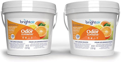 Bright Air 64 oz. Super Odor Eliminator, For Large Spaces, Mandarin Orange & Fresh Lemon, Case of 2, Odor Eliminator & Air Freshener, Natural Essential Oils, Lasts Up to 120 Days Each