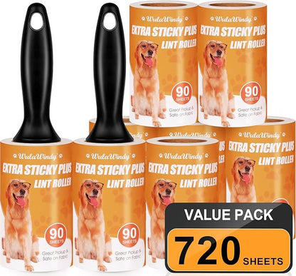 WulaWindy Lint Roller for Pet Hair, Extra Sticky Lint Rollers Pet Hair Remover for Clothes, Work Great on Pet Hair Value Pack (4 Pack) (8 Pack)