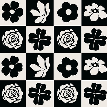 Dimoon 17.3''x78.7'' Peel and Stick Wallpaper Black White Floral Contact Paper Geometric Retro Vintage Thickening Embossed Cream Flower Renter Friendly Wall Paper Boho Aztec Bedroom Vinyl Wrap Roll