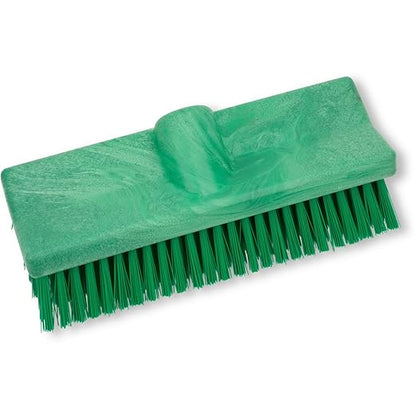 SPARTA 40423EC09 Plastic Floor Scrub Brush, Wall Brush, Equipment Brush With Nonabsorbent Bristles For Industrial Kitchens, Hospitals, Commercial Cleaning, 10 Inches, Green, (Pack of 2)
