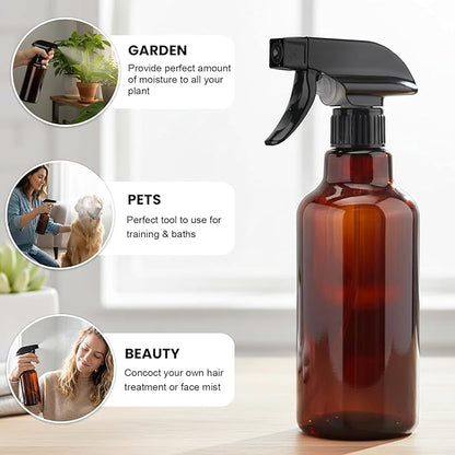 Glass Spray Bottles 16.9oz Empty Spray Bottle Mist/Stream Spraying Small Refillable Containers for Hair Care, Cleaning Solutions, Plants, Essential Oils 1 Pack (Brown-1, 16.9oz)