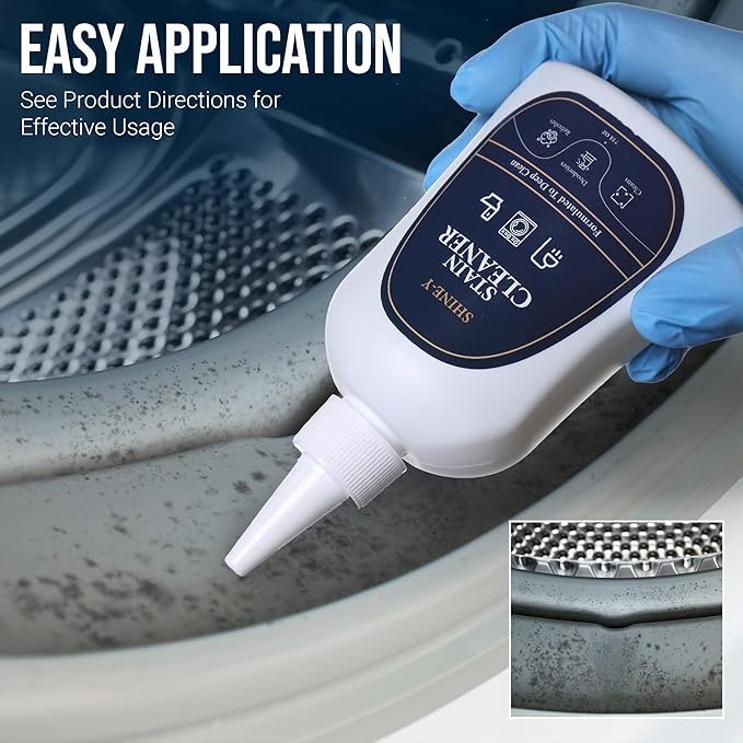 ShineY Black Stain Gel Cleaner Heavy Duty Stain Cleaner for Front Loader Washing Machine Seal, Bathroom Grout, Shower, Caulk - Front Load Washer Cleaning Solution - 7 Fl Oz