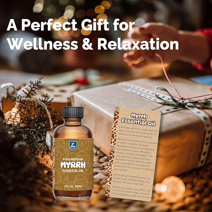 GM Gumili Myrrh Essential Oil 2 Oz, 100% Pure Natural Myrrh Oil for Diffuser, Skin, Hair, Body & Face, Massage, DIY & Home Use
