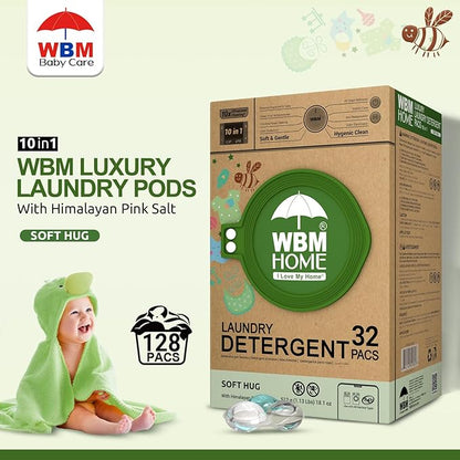 WBM Baby Care Laundry Detergent Pods, 32 Count | Laundry Pods Specially Designed For Clothes | Soft Hug Fragrance With 10x Ultra Power Cleaning