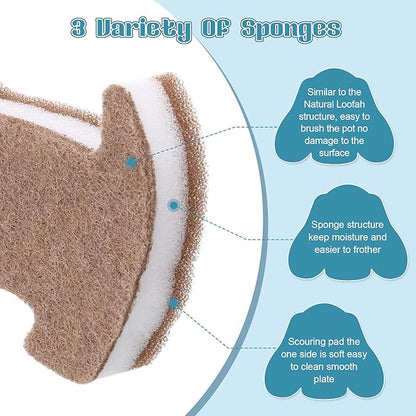 12 Pcs Kitchen Sponges for Dishes Double Sided Cleaning Dish Scrub Sponge Bulk Reusable Non Scratch Scrubbers for House Cleaning Dishwashing(Dog,White, Brown, Black, Grey)