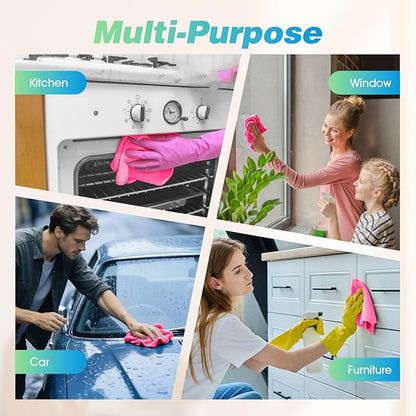 HOMEXCEL Pink Microfiber Cleaning Cloth, 24 Pack Absorbent Cleaning Rags, Lint-Free, Streak-Free Cleaning Towels for Car Kitchen House, 12"X11"