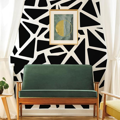 Large Boho Geometric Wall Decal Abstract Art Sticker, Modern Triangle Decals, Peel and Stick Black Vinyl Stickers for Offcie, Bedroom, Living Room, Home Wall Decor