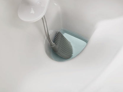 Joseph Joseph Flex Hygienic Silicone Toilet Brush with Slim Holder Set, Flexible Anti-drip, Anti-Clog Deep Clean Head - Stainless Steel