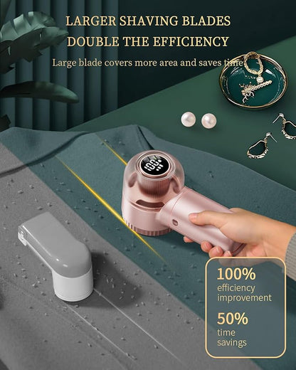 X-Large Fabric Shaver with Lint Brush, Rechargeable Lint Shaver with Digital Display, 3-Speeds, 6-Leaf Blades, 1200mAh Electric Lint Remover Sweater Shaver for Removing Fuzz and Pill