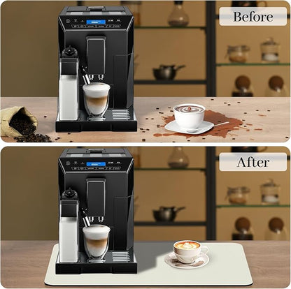 Bloss Coffee Mat / Drying Mat Off White, Absorbent / Hides Stains / Rubber Backed - Dish Drying Mat Fits Under Coffee Maker or Espresso Machine / 16.1"x24.1"