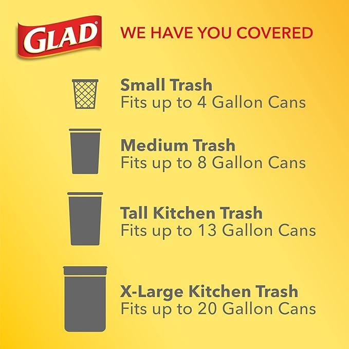 Glad ForceFlex Tall Kitchen Drawstring Trash Bags, 13 Gal, OdorShield, 40 Ct