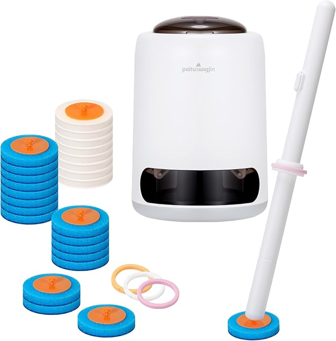 Disposable Toilet Brush: an Innovative Automatic pop-up Toilet Brush that Comes with 24 Replacement Brush Heads and 3 air-freshening Scent Rings. Toilet Brush and Set.360° Cleaning
