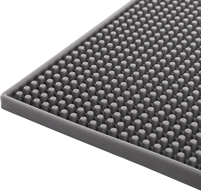 Tebery 3 Pack Rubber Bar Mat 18 x 12, Thick Durable and Stylish Bar Service Spill Mat, Non Slip Non-Toxic Grey Service Mat for Coffee, Bars, Restaurants Counter Top