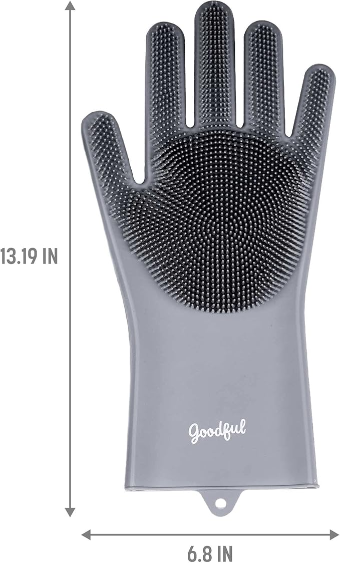Goodful Silicone Kitchen Rubber Gloves, Oversized, Reusable, Waterproof
