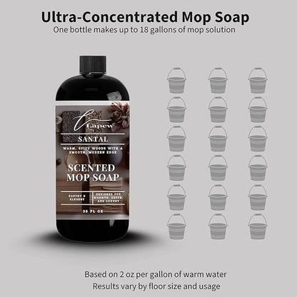 Lapew Santal Scented Mop Soap - Luxury Floor Cleaner Concentrate for Mopping Tile, Laminate, Vinyl & Hardwood | Streak-Free, Low-Foam | 36 oz