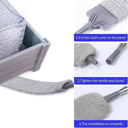 Retractable Gap Dust Cleaner, Extendable Gap Duster with 4 Microfiber Dusting Cloths Long, Under Appliances Cleaning Tools with Extendable Pole,Under Refrigerator, Furniture, High Ceiling