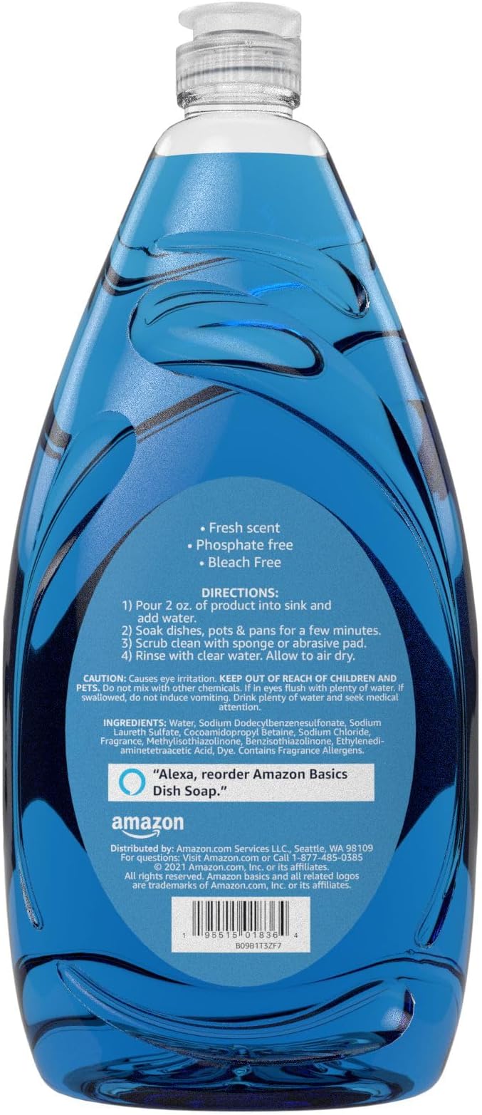 Amazon Basics Dish Soap, Fresh Scent, 30 fl oz, Pack of 8, Packaging May Vary