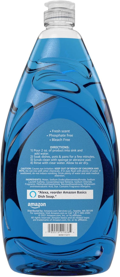 Amazon Basics Dish Soap, Fresh Scent, 30 fl oz, Pack of 8, Packaging May Vary