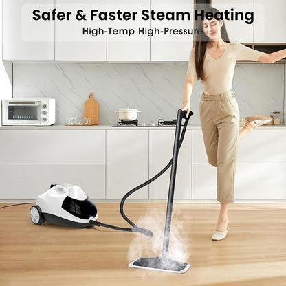 Steam Cleaner 1.5L Steamer for Cleaning Fast Heating 6-in-1 Multi-Surface with 8 Accessories UL499 Certified Heavy Duty Steam Cleaner for Home, Car, Floors, Sofas, Tiles, Grout Steam Cleaners