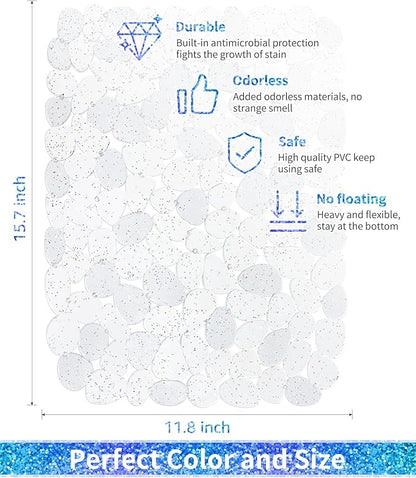 Bligli Pebble Sink Mat for Stainless Steel/Ceramic Sinks, PVC Eco-Friendly Sink Protectors for Bottom of Kitchen Sink, Dishes and Glassware, Fast Draining, 15.7 x 11.8 inch (2 Pack, Bling Clear)