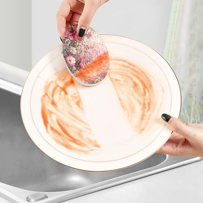 Peony Flower Kitchen Scrub Sponges, Pop-up Kitchen Cleaning Sponges Reusable Dish Washing Sponges for Bathroom Household Cleaning 3 Pack - Non Scratch Scrubber
