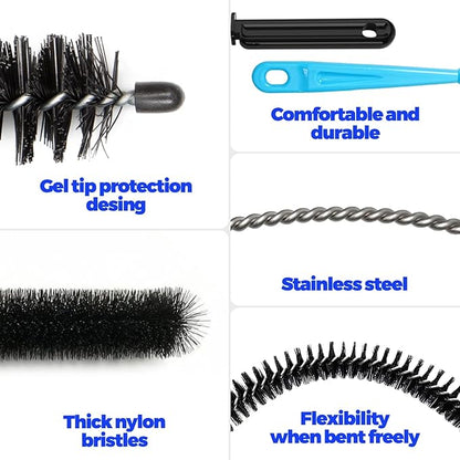 Holikme Dryer Vent Cleaner Kit - 5 Piece Flexible Snake Tool for Lint Removes & Hair Clogs, Suitable for Drain Pipes,Condenser, Refrigerator Coils, Radiators, Toilets, Sinks & Tile Grout