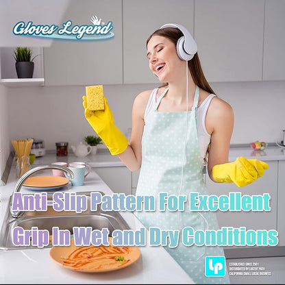 Yellow Household Kitchen Cleaning Dishwashing Reusable Gloves - Medium & Small