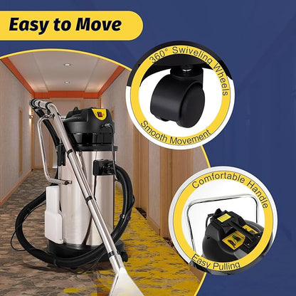 Carpet Cleaner Machine, 110V 40L Commercial Carpet Cleaning Machine with Water Vacuuming Head&Round Brush Sofa 1049W Powerful Curtain Carpet Cleaning Machine for Hotels, Guest Houses