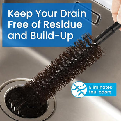 IMPRESA Garbage Disposal Cleaning Brush - Black Extra-Long Handle & Drain Cleaning Brushes - Scrubbing Tool & Odor Eliminator - Universal Garbage Disposal Cleaner & Disposer Cleaner