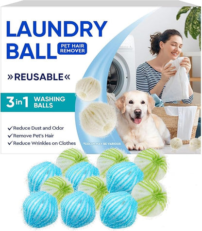 Pet Hair Remover for Laundry, Reusable Washing Machine Cleaner Tablets, Dog & Cat Hair Catcher Remover Tool for Clothing Bedding & Sheets (Blue/Green)