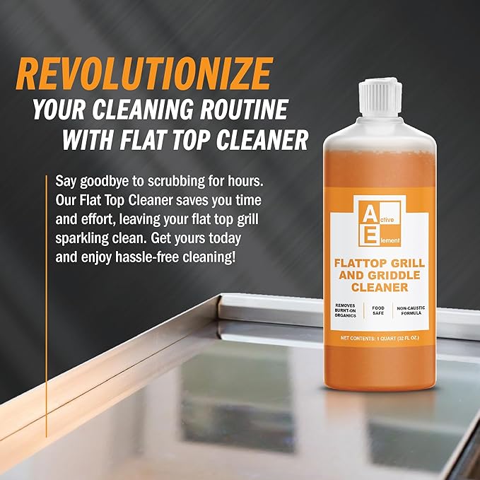 Flat Top Grill Cleaner – 32 fl oz | Griddle Cleaner, Removes Burnt-On Residue, Food Safe, Non-Caustic Formula, For Blackstone Grills