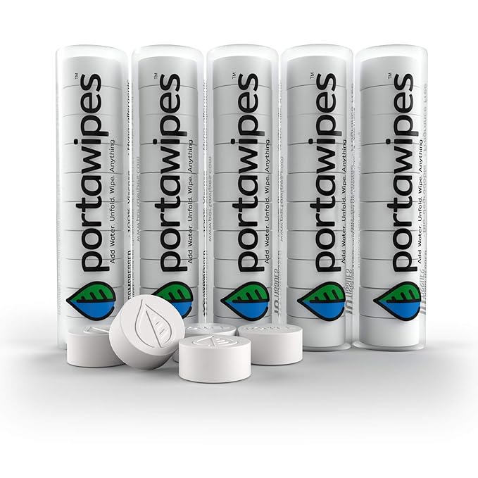Coin Tissues | 50 Pack with 5 Carrying Cases | Toilet Paper Tablets | Compressed Towels | Expandable Wipes | Soft & Odor Free