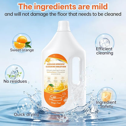 Floor Cleaning Solution Orange Scent, Compatible with Roborock Cleaning Solution Quick Drying Without Residue Suitable for All Robot Vacuums and Wet Dry Dual-Use Vacuum Cleaners (2.5 L, Orange)