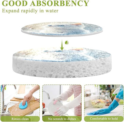 Cute Cat Kitchen Scrub Sponges, Pop-up Kitchen Cleaning Sponges Reusable Dish Washing Sponges for Bathroom Household Cleaning 3 Pack - Non Scratch Scrubber