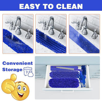 Microfiber Duster, 8PCS Feather Duster with 100 Inch Telescoping Extension Pole, Reusable Bendable Dusters, Washable Lightweight Dusters for Ceilings Fans(2023 UAGRED)