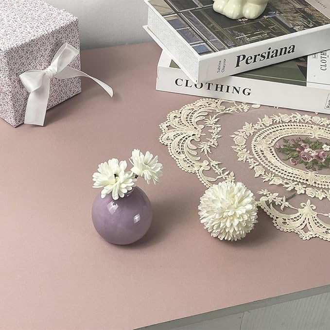 HeloHo 118"X15.7" Solid Meat Pink Wallpaper Matte Textured Peel and Stick Wallpaper Modern Self Adhesive Removable Wallpapers Waterproof Contact Paper for Living Room Bedroom Decor