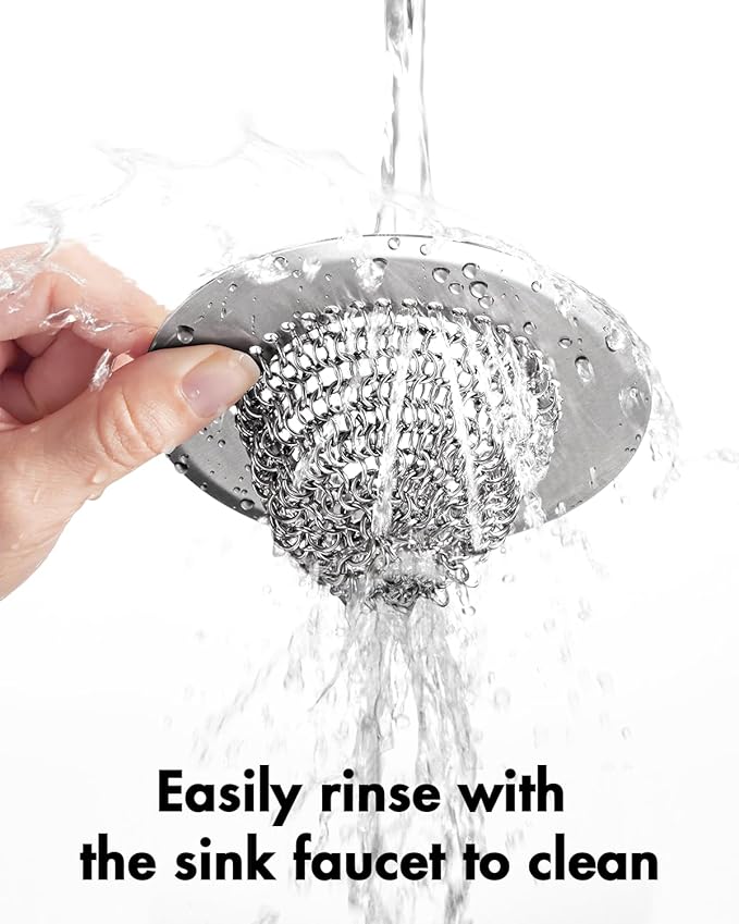 Wokdada Revolutionary Kitchen Sink Drain Strainer/Patented Reversible Chain Mesh, Effortless Cleaning & Debris Catcher, Large Capacity, No Clog, 304 Stainless Steel & Rust-Proof/Handmade