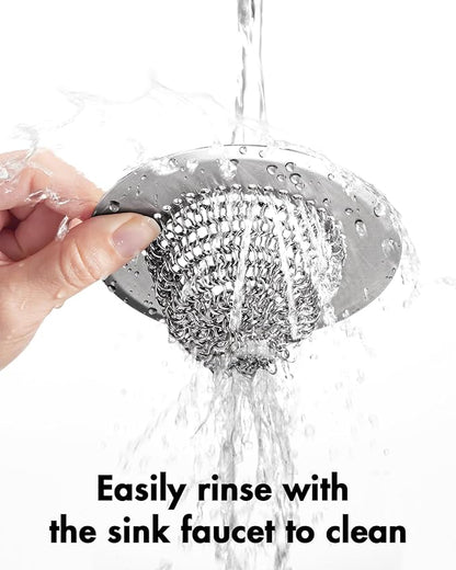 Wokdada Revolutionary Kitchen Sink Drain Strainer/Patented Reversible Chain Mesh, Effortless Cleaning & Debris Catcher, Large Capacity, No Clog, 304 Stainless Steel & Rust-Proof/Handmade