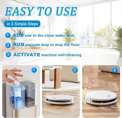 Floor Cleaning Solution Tablet,Compatible with Tineco, Deep Cleans for Multiple Hard Floors, Suitable With All Robot Vacuums with Mopping and Cordless Wet/Dry Vacuum Mop Cleaner-60 Pack,Orange Scent
