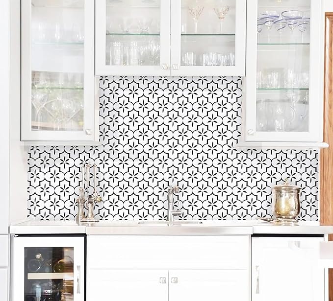 GloryTik Contact Paper Black and White Wallpaper Geometry Trellis Pattern Peel and Stick Wallpaper Modern Self-Adhesive Removable Waterproof for Cabinet Drawer Lining Wall Decor 17.7"X118"