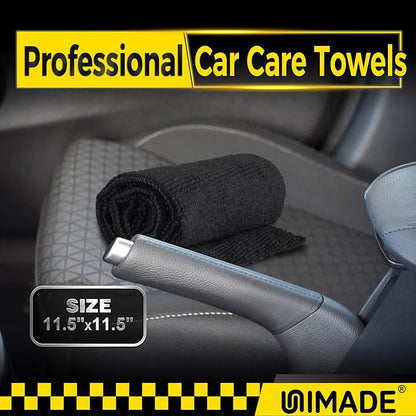 Microfiber Cleaning Cloth, 200 Pack Microfiber Towels for Cars Reusable Shop Rags Bulk Lint Free Cleaning Towels for Car Kitchen Automotive Bar Mechanic Restaurant Garage, 11.5"x 11.5", Black